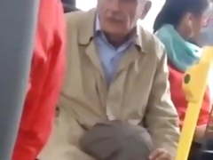 Caught Russian Old man jerk off in bus