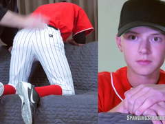 18 Year Old Straight Boy Spanked in a Baseball Uniform