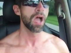 Married dad masturbating while driving